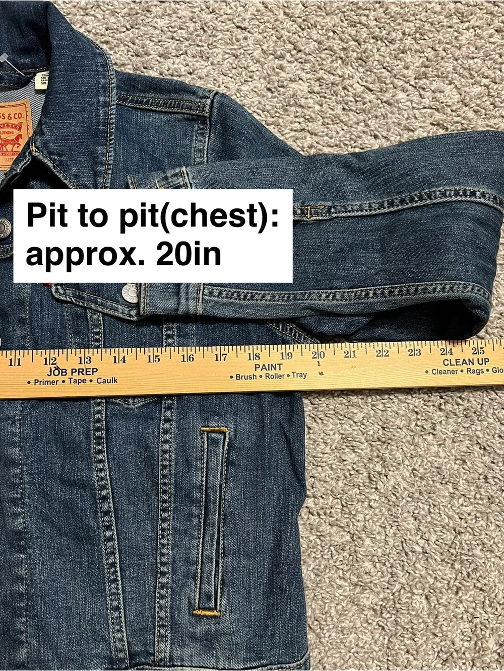 Women’s Levi's Original Trucker Jean Jacket — Blue Dark Wash Denim Shorts Size M